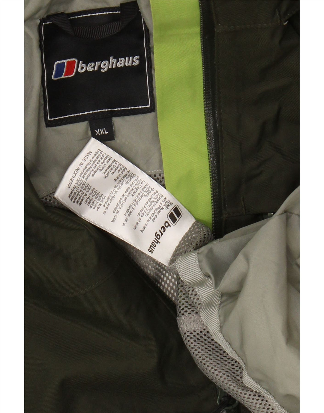 BERGHAUS Chaqueta impermeable con capucha para hombre UK 44 2XL Caqui Nylon