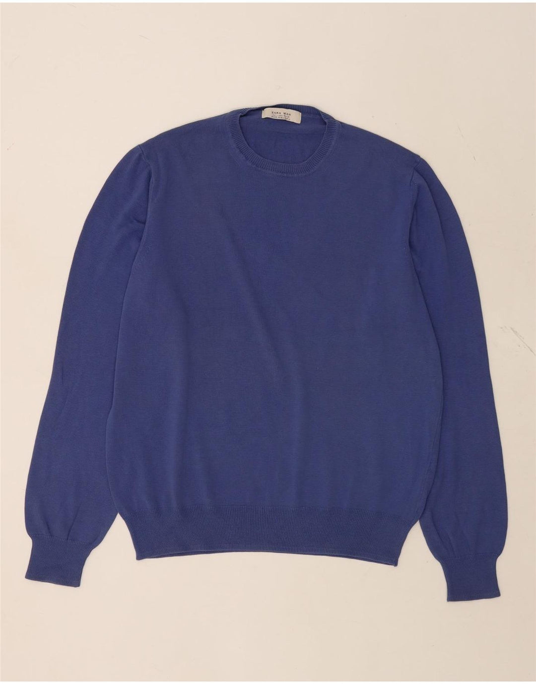 Zara Hombre Jersey De Cuello Redondo Jersey Grande Azul