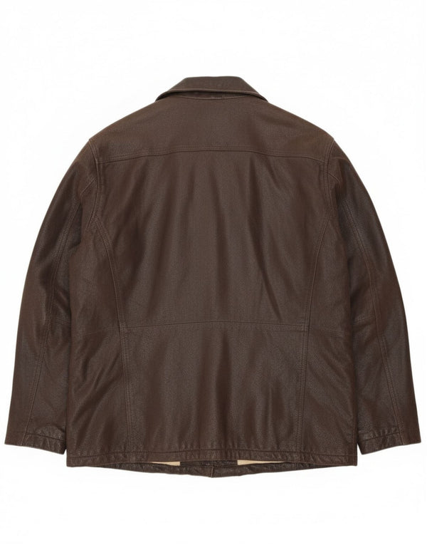 Vintage hombres Sherpa chaqueta de cuero Reino Unido 40 cuero marrón grande