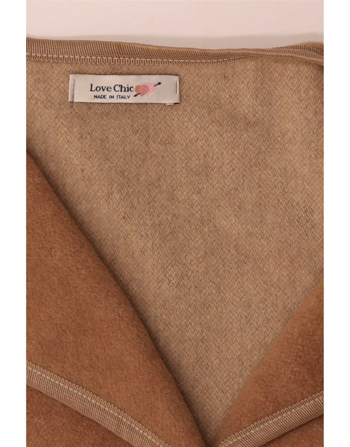 Vintage mujer gráfico chaqueta blazer de gran tamaño Reino Unido 18 XL lana beige