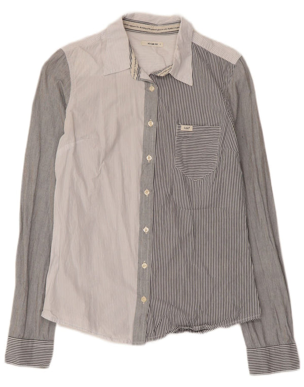 Lee Anbass Shirt UK 10 Small Azul Rayas Algodón