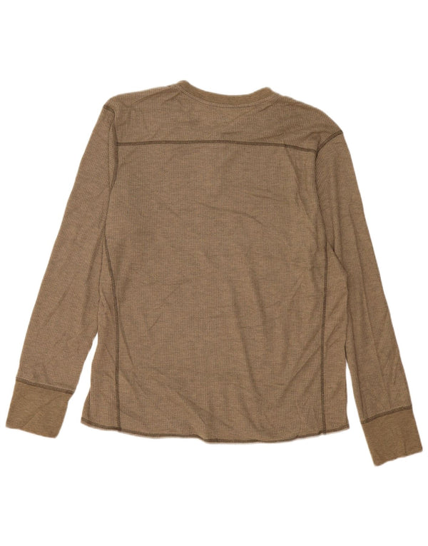 Eddie Bauer Top para hombre manga larga poliéster beige grande