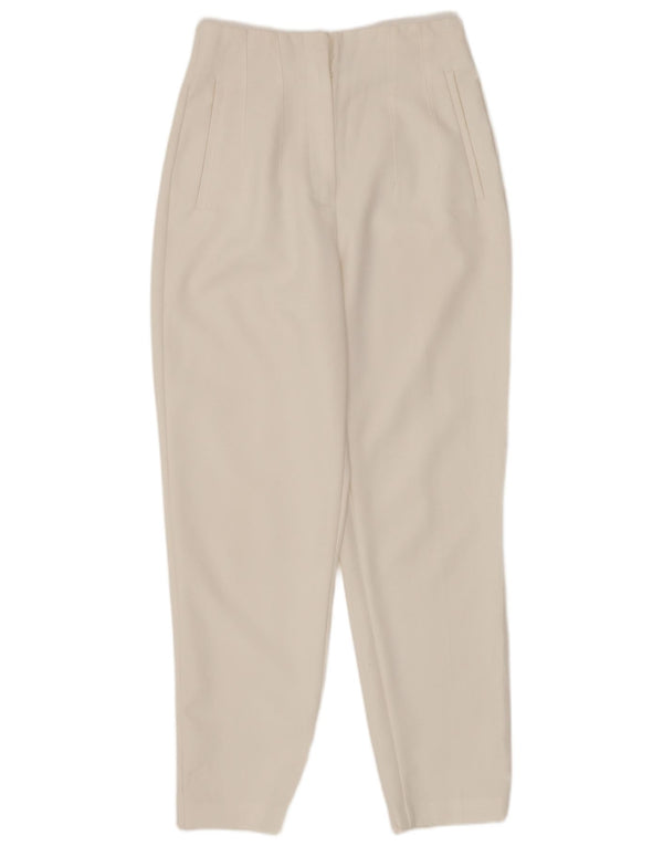 Zara Mujer Pantalones Casuales Cónicos Pequeños W26 L27 Blanco