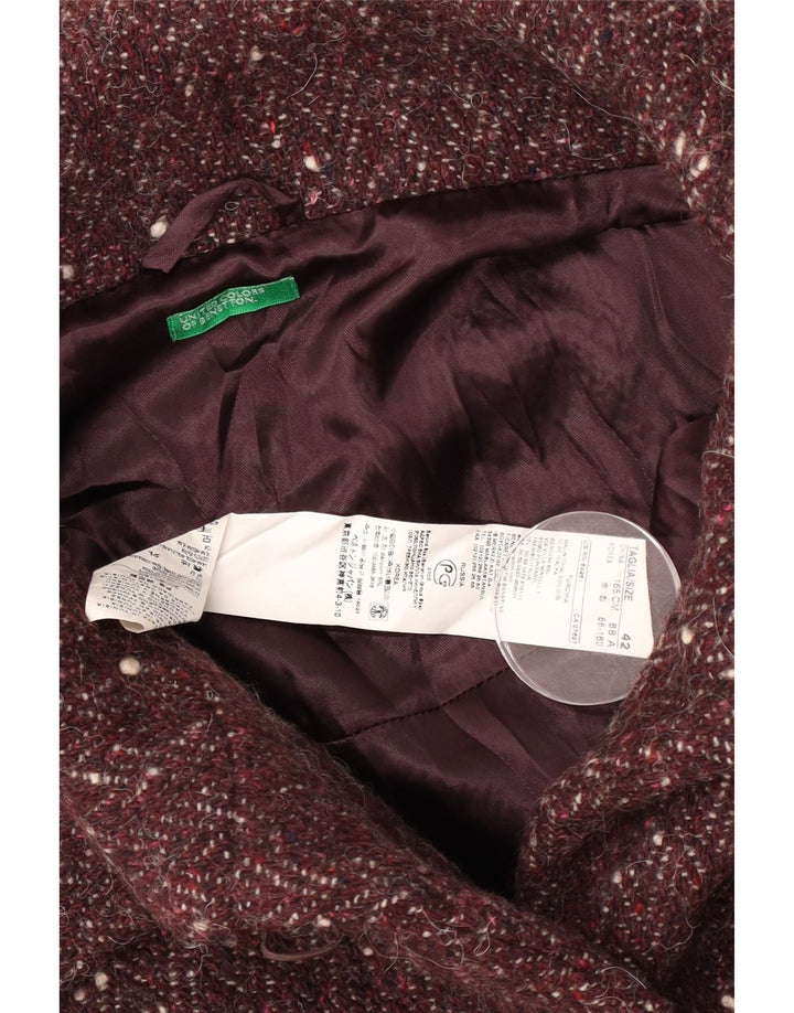 Chaqueta Bolero Mujer Benetton IT 42 Medium Borgoña Lana Moteada