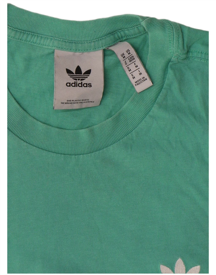 Adidas Hombre Camiseta Gráfica Top Medio Turquesa Algodón