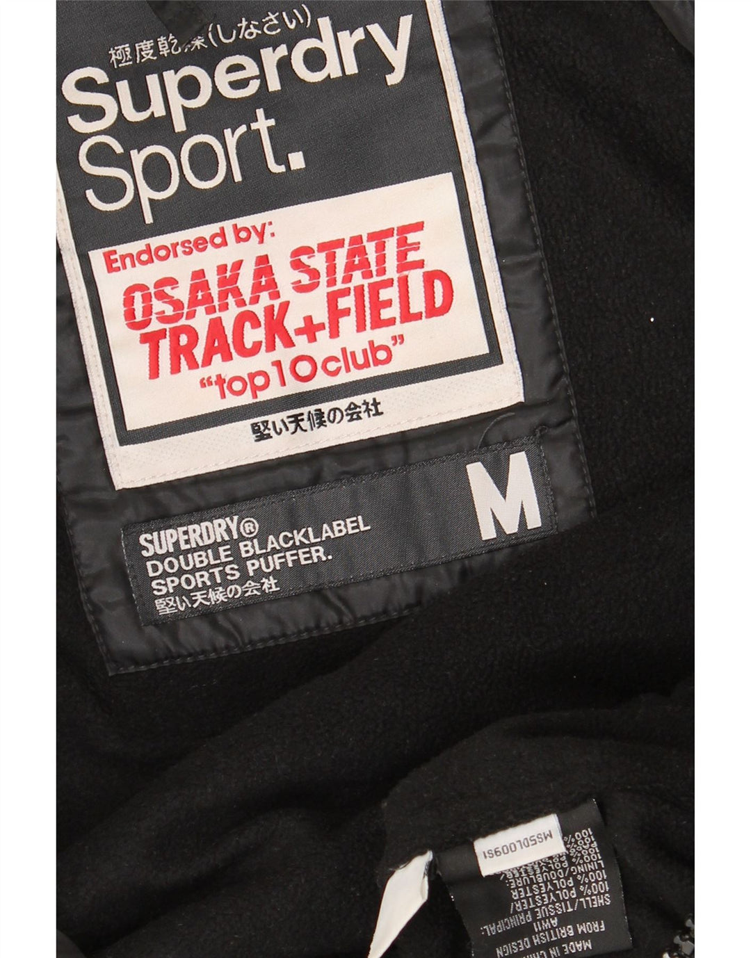 SUPERDRY Chaqueta acolchada con capucha y gráfico para hombre UK 38 Mediano Poliéster negro