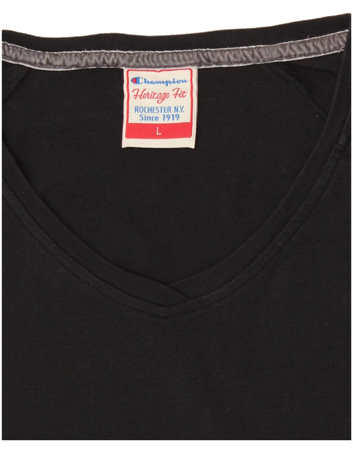 CHAMPION Mujer Heritage Fit Top Manga Larga UK 40 Grande Negro