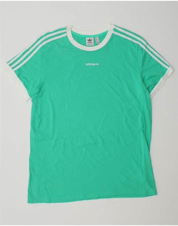 Adidas Mujer Camiseta Top UK 40 Grande Turquesa Algodón