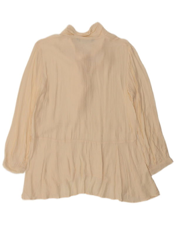 Zara Blusa extragrande con lazo frontal para mujer UK 10 Small Off White