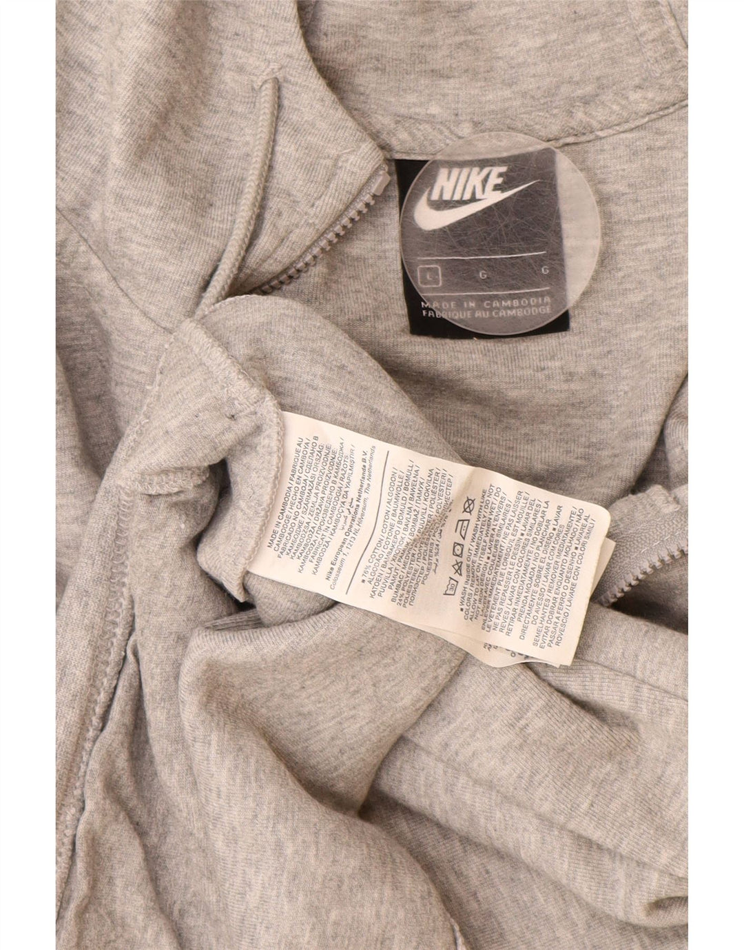 NIKE - Sudadera con capucha y cremallera para mujer, talla 40, talla grande, algodón gris