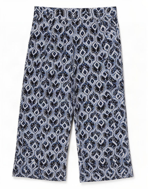 Marks & Spencer Pantalones Capri de Cintura Alta para Mujer UK 12 Medium W32 L20 Azul