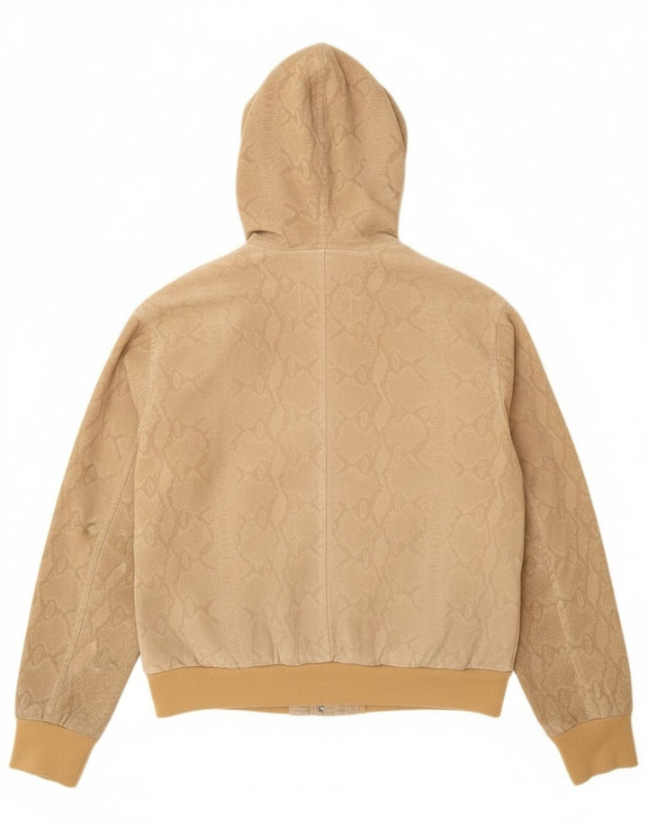Chaqueta bomber con capucha para mujer Donna Pelle IT 42 Estampado animal beige medio
