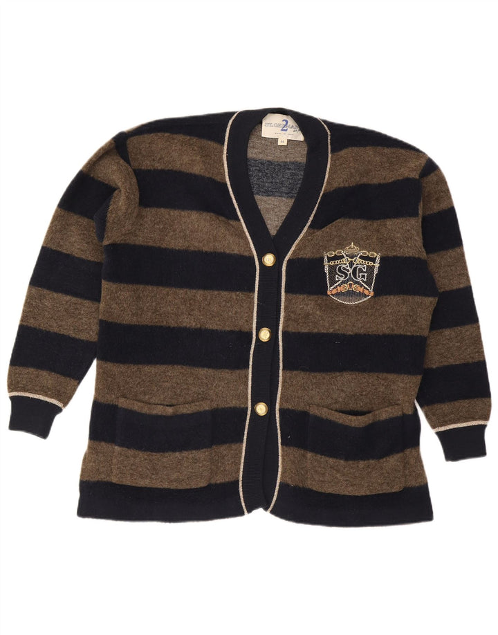 Vintage mujer Cardigan suéter IT 44 marrón medio rayas