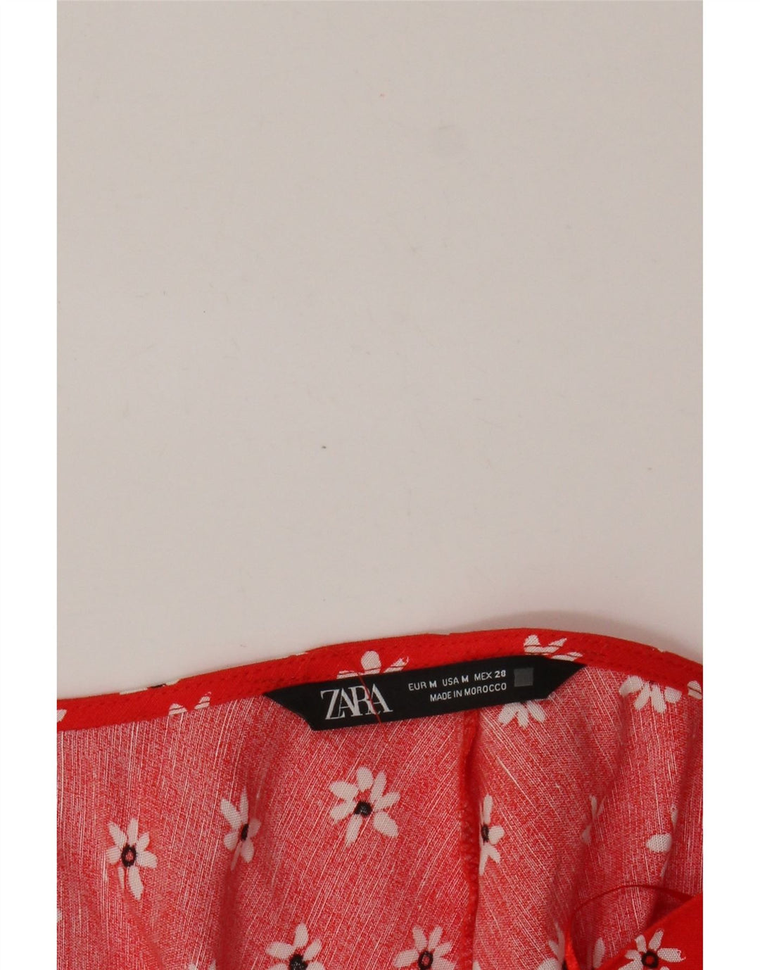 Zara Top corto de manga larga con lazo frontal para mujer UK 40 Medio Rojo Floral