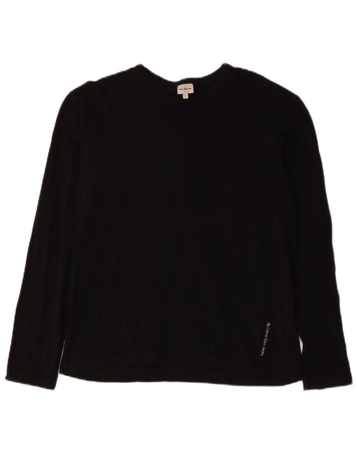 Calvin Klein Jeans Mujer Top Manga Larga UK 14 Medio Negro Algodón