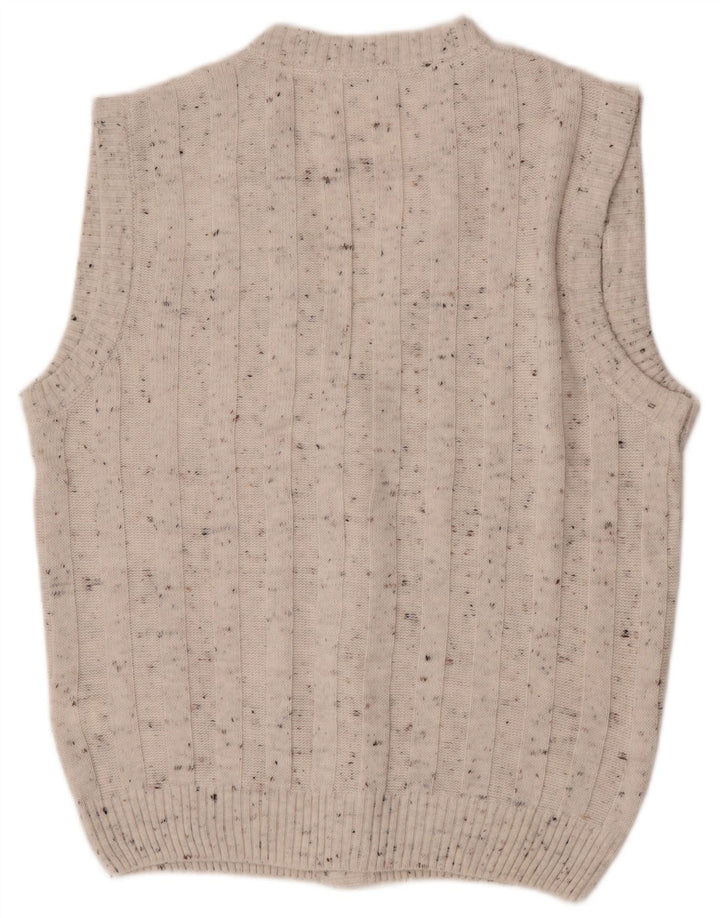 Roger Kent Suéter tipo cárdigan sin mangas para hombre EU 50 Medium White Moteado