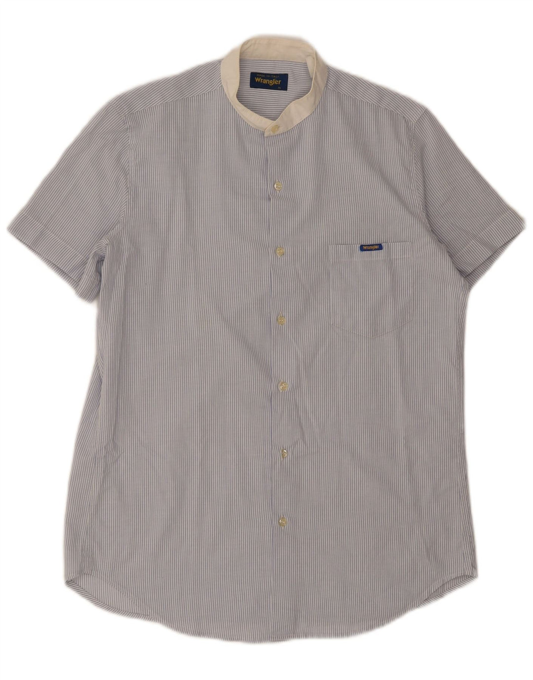 Camisa Wrangler Hombre De Manga Corta Azul Medio A Rayas