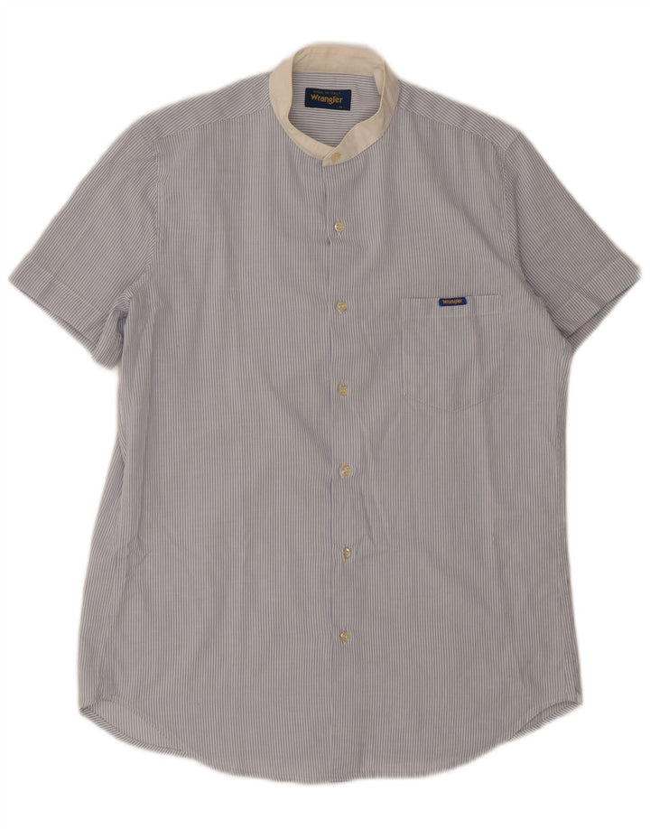 Camisa Wrangler Hombre De Manga Corta Azul Medio A Rayas