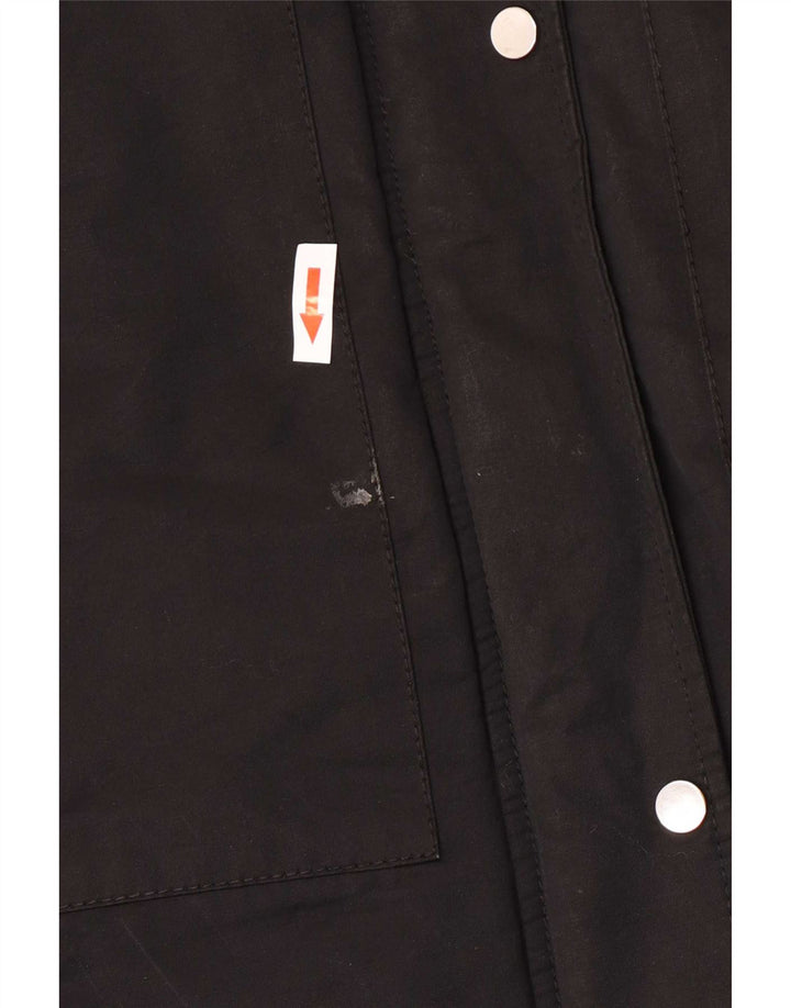 Zara Mujer Parka Con Capucha Chaqueta UK 44 Mediana Algodón Negro