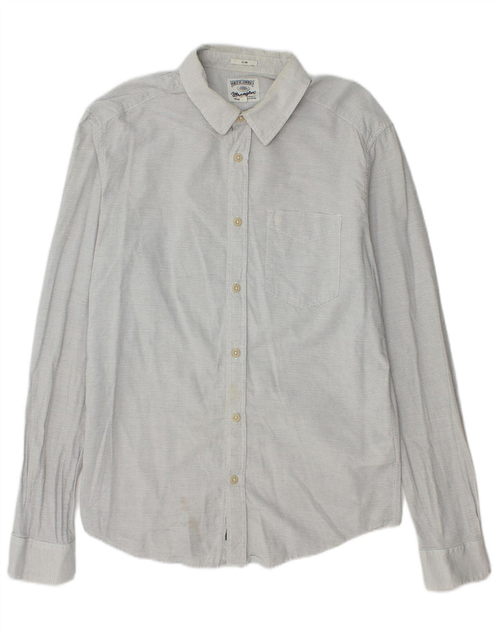 Wrangler Camisa ajustada de algodón con rayas diplomáticas en gris medio para hombre