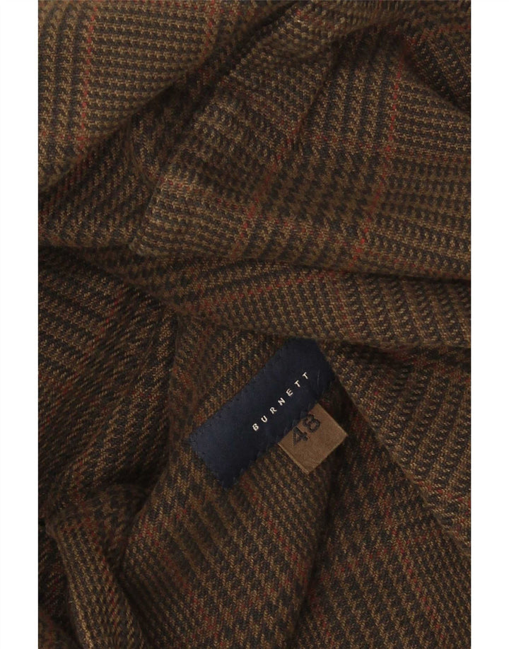 Vintage hombres 3 botones Blazer chaqueta IT 48 cheque marrón medio
