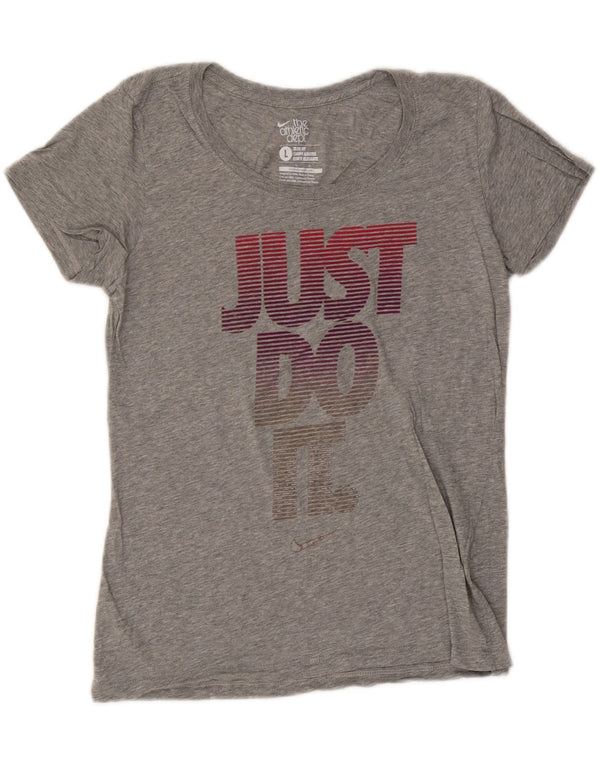 Nike Camiseta ajustada con gráfico para mujer, talla 40, talla grande, color gris moteado