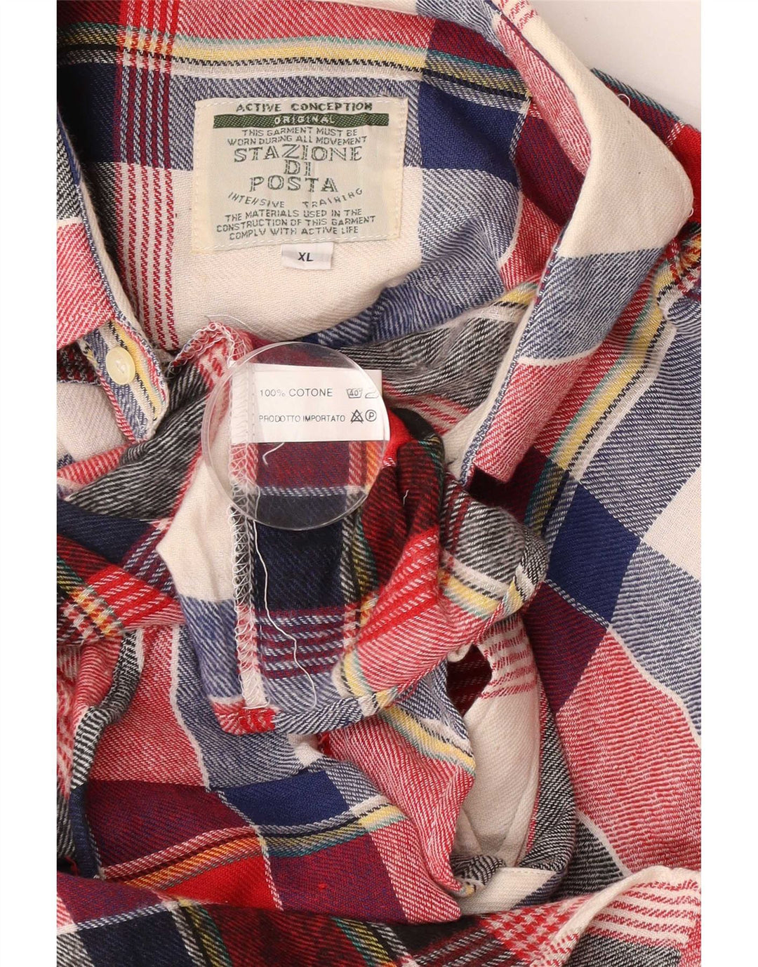 Camisa de franela vintage para hombre XL Algodón a cuadros multicolor