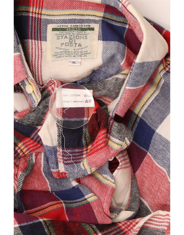 Camisa de franela vintage para hombre XL Algodón a cuadros multicolor