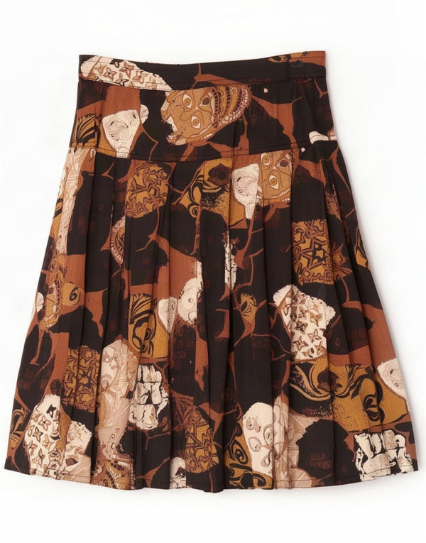 Falda plisada midi vintage para mujer Mediana W28 Marrón Retro
