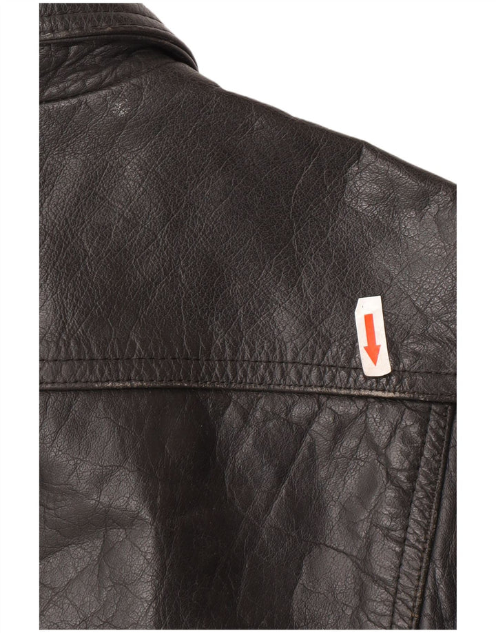 Chaqueta de cuero vintage para mujer IT 42 Cuero negro medio