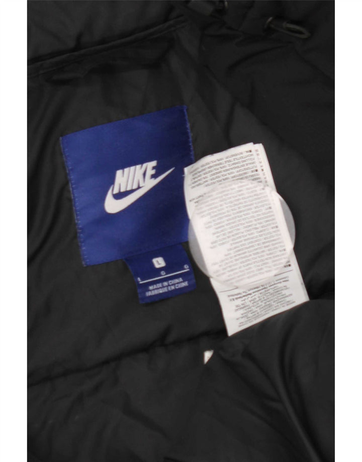 Nike - Chaqueta acolchada con capucha para hombre, talla 40, poliéster negro grande