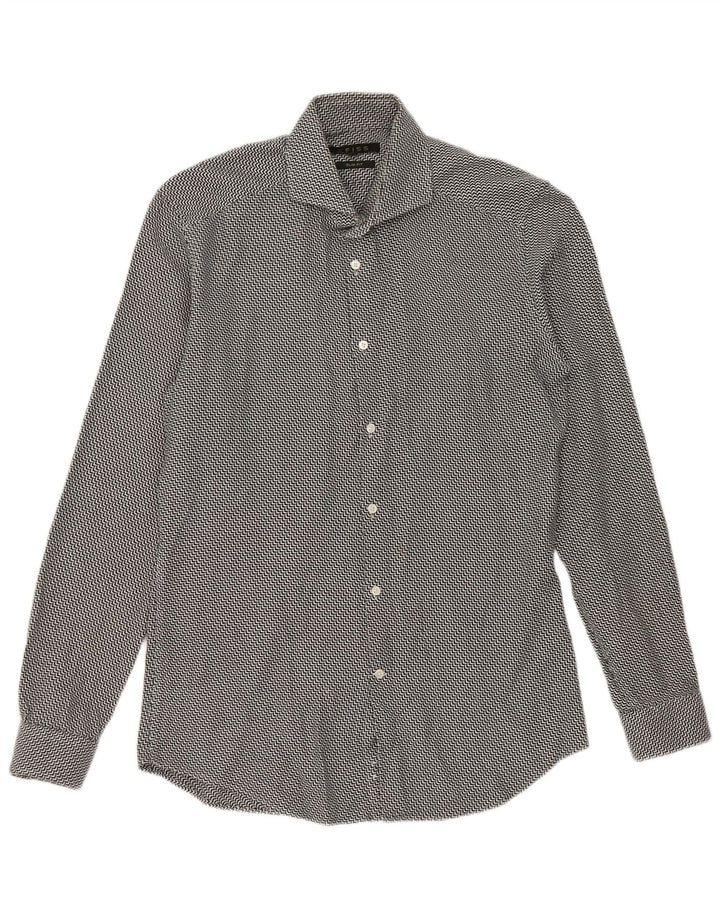 Camisa Reiss Slim Fit De Algodón Chevron Negro Mediano Hombre