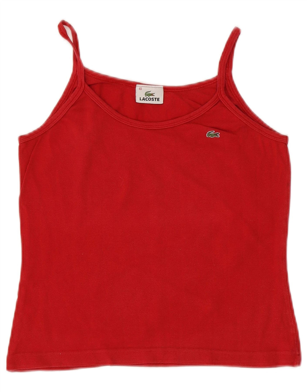 LACOSTE Top corto de tirantes para mujer Talla 40 Algodón rojo mediano