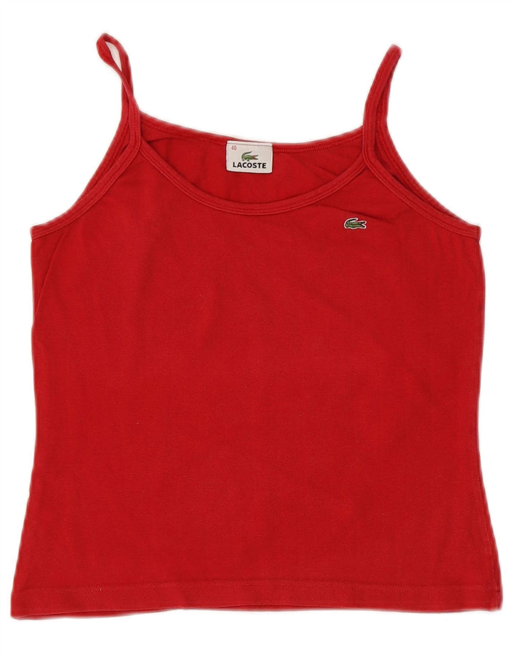 LACOSTE Top corto de tirantes para mujer Talla 40 Algodón rojo mediano