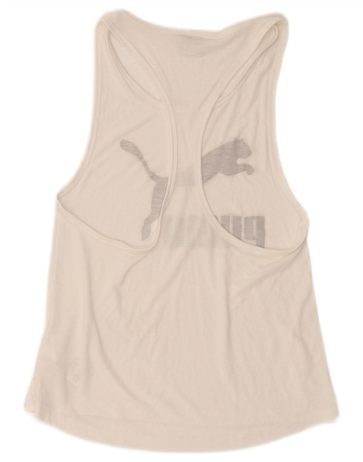 Puma Mujer Gráfico Chaleco Top UK 10 Pequeño Poliéster Blanco