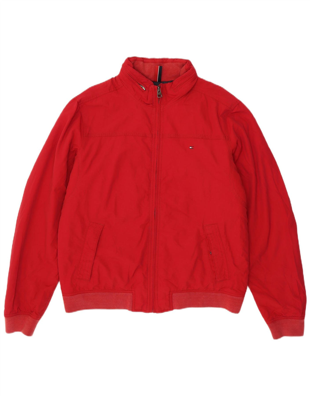 TOMMY HILFIGER Chaqueta bomber con capucha para hombre UK 42 XL Nylon rojo