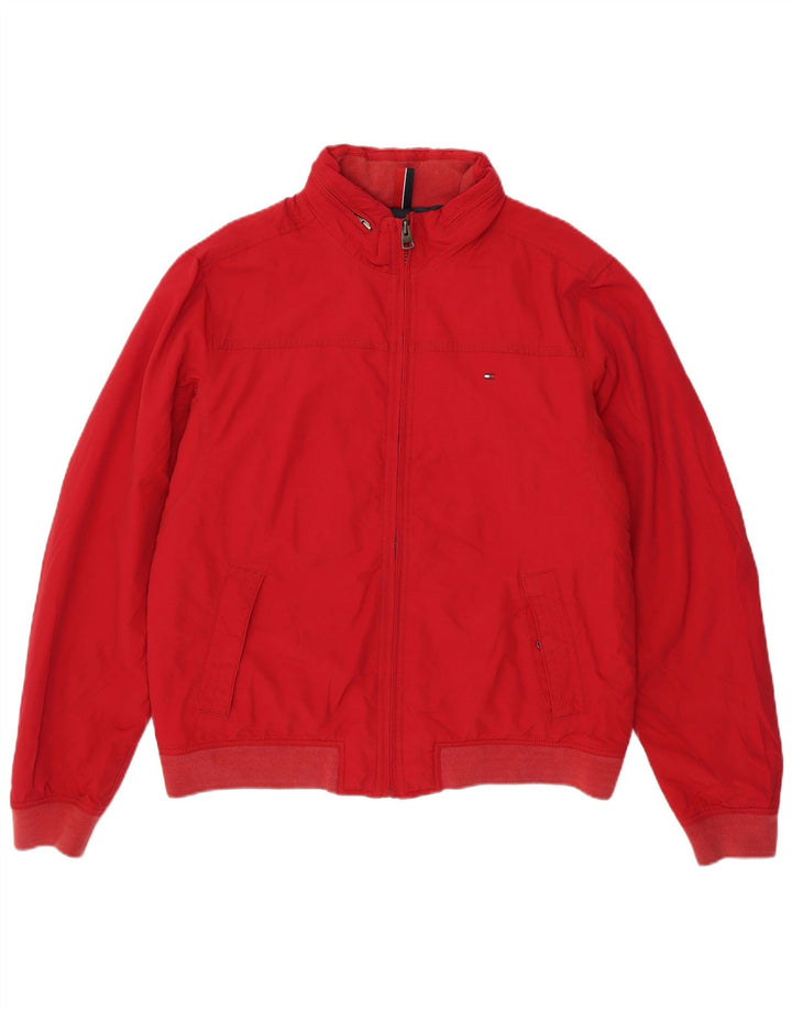 TOMMY HILFIGER Chaqueta bomber con capucha para hombre UK 42 XL Nylon rojo