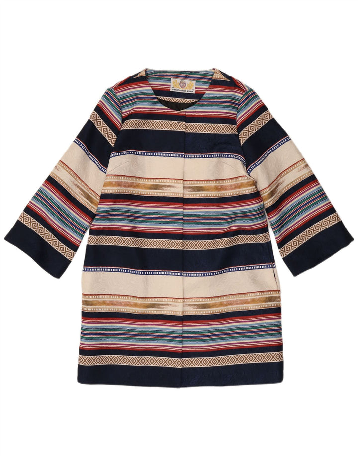 Christopher Wren Abrigo para mujer Reino Unido 12 Medio Azul marino Geométrico Retro