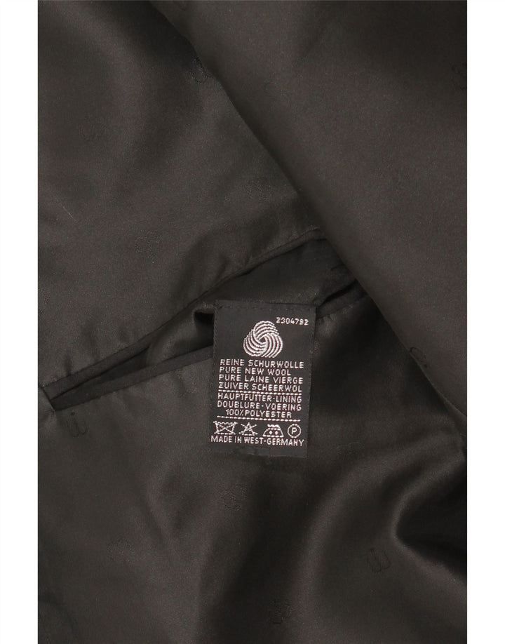 Vintage hombres 1 botón Blazer chaqueta Reino Unido 38 medio negro nueva lana