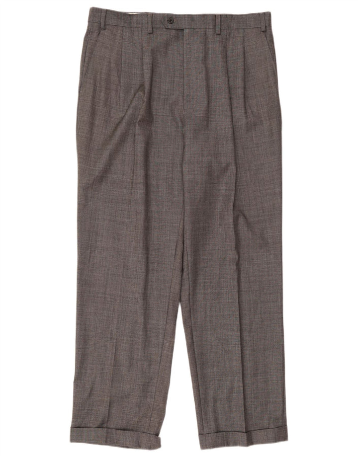 Chaps Pantalones de traje con pinzas para hombre W34 L31 Gris
