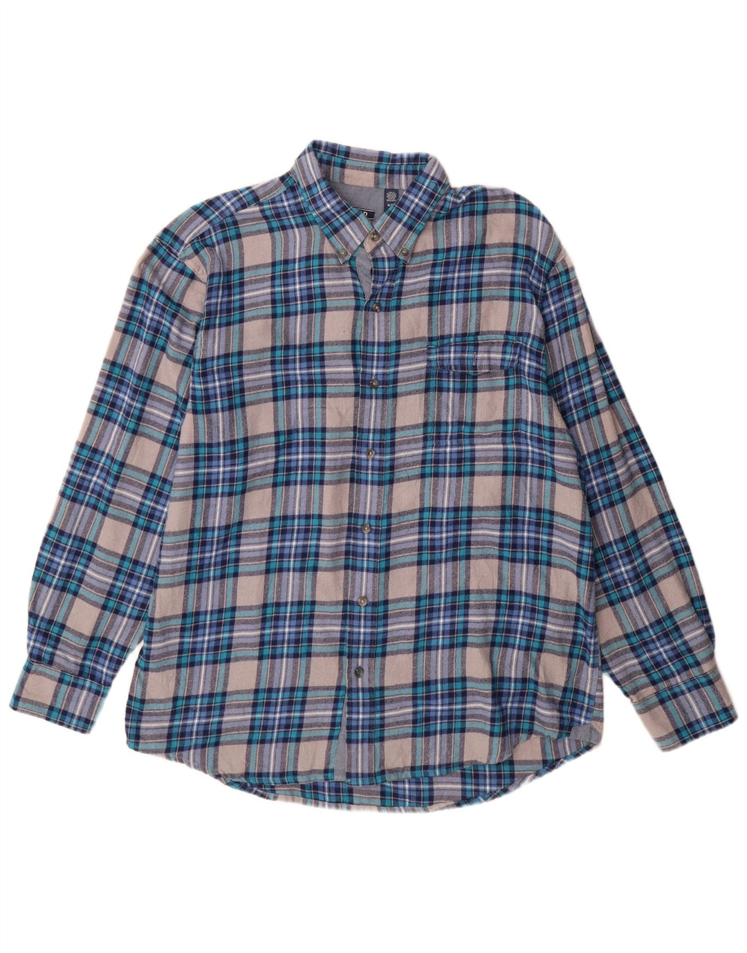 Izod Camisa De Franela Hombre XL Algodón A Cuadros Azul