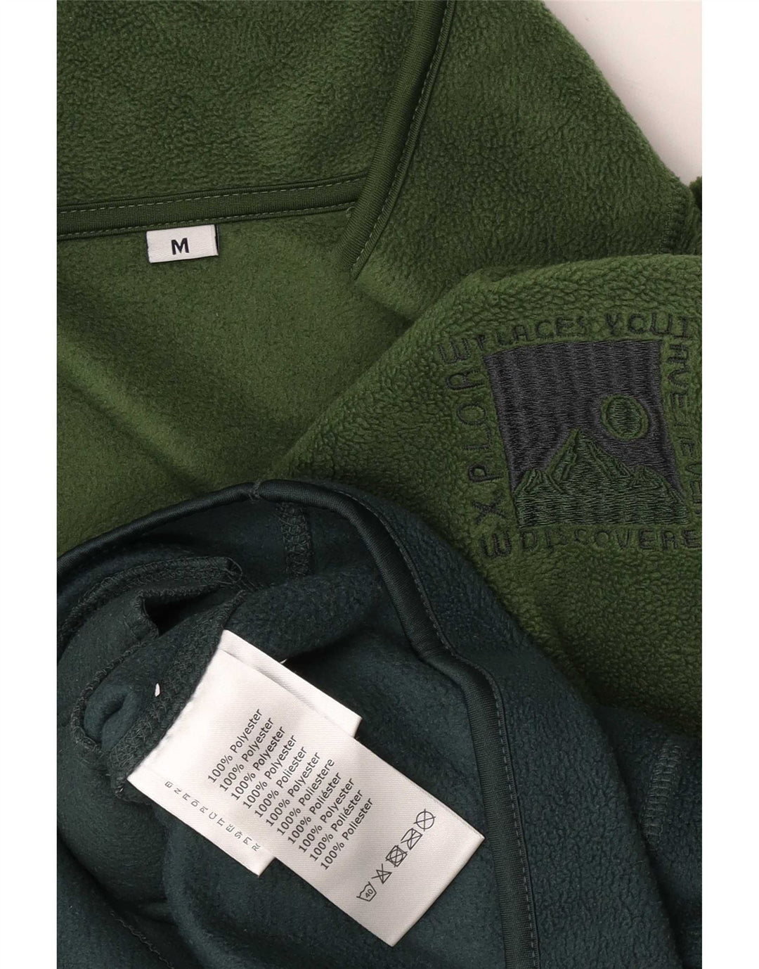 Jersey vintage de vellón con cuello y cremallera para hombre Poliéster color block verde medio