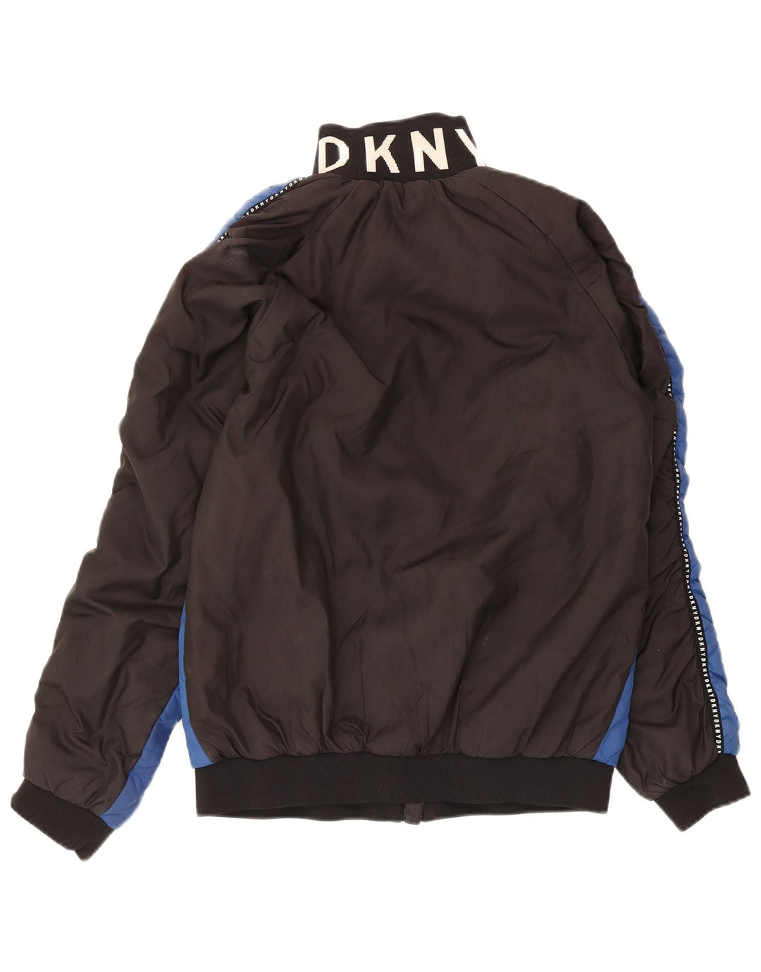 Dkny Chaqueta acolchada gráfica para mujer UK 44 Azul medio Poliéster con bloques de color