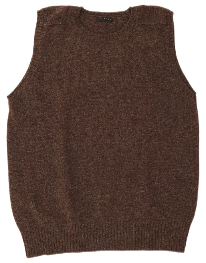 Sisley Hombre Chaleco Tank Top XL Marrón Lana Virgen