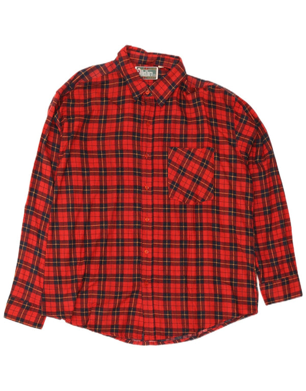 Camisa de franela vintage para hombre 2XL Algodón a cuadros rojos