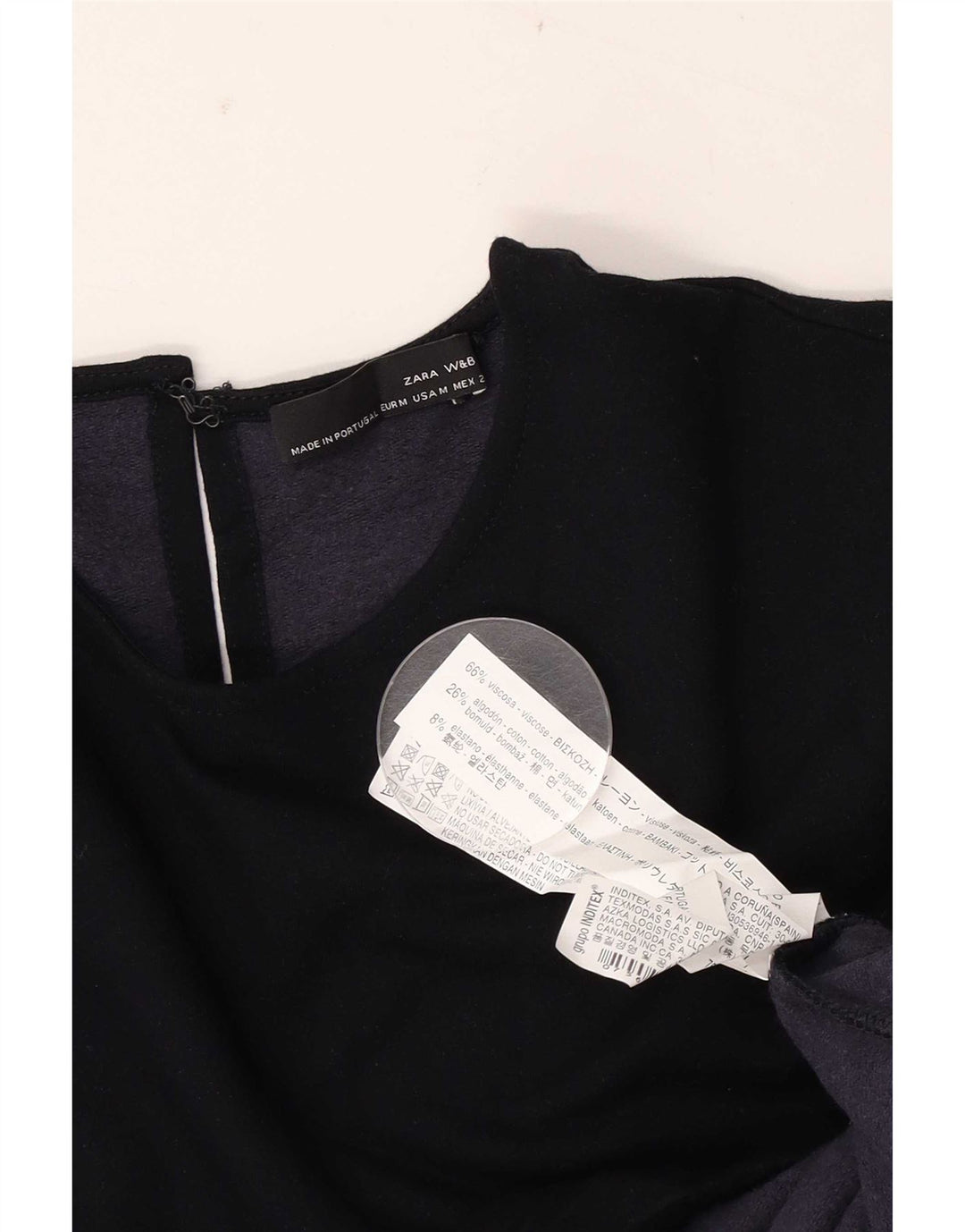 Zara Vestido recto de manga 3/4 para mujer UK 40 Medio Viscosa azul marino