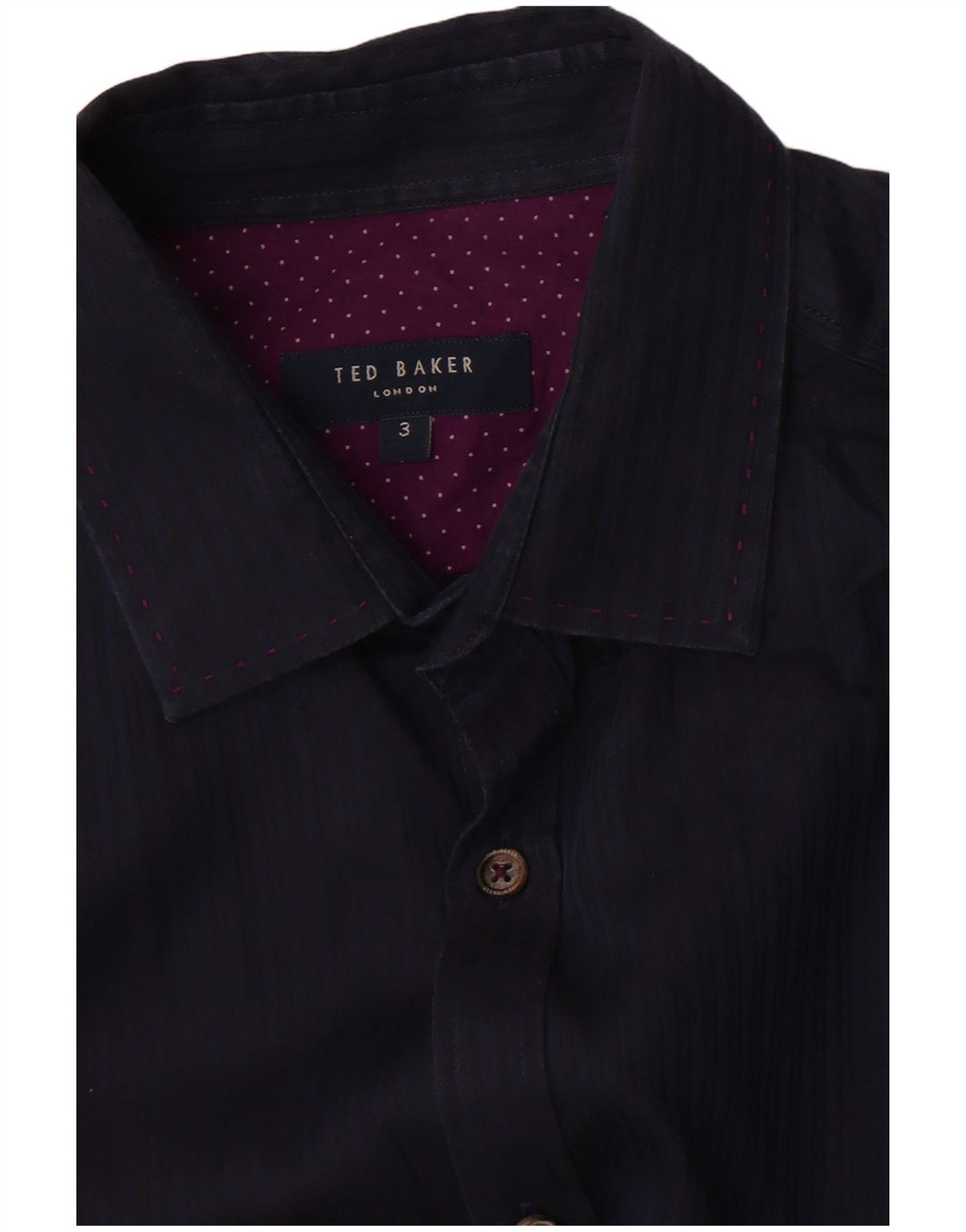 Ted Baker Camisa para hombre Talla 3 Mediana Azul marino Algodón a rayas