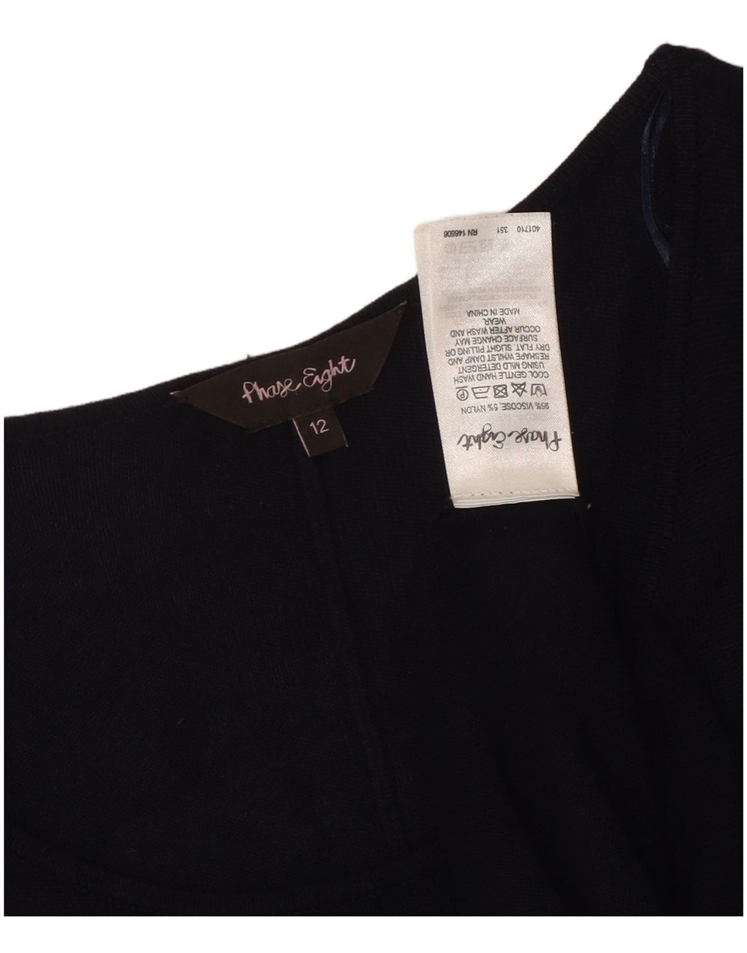 PHASE EIGHT Blusa de manga larga para mujer UK 12 Medium Azul marino Viscosa