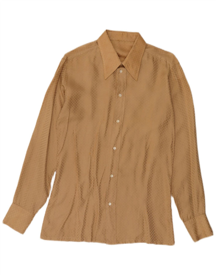 Camisa vintage para hombre pequeña marrón geométrica