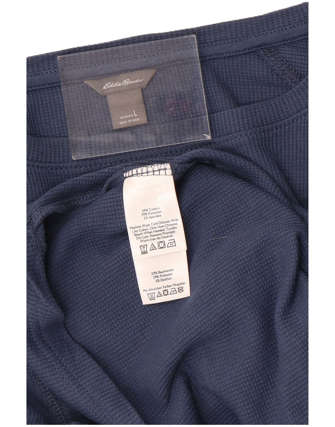 EDDIE BAUER Top para mujer de manga larga UK 16 Grande Algodón a rayas azul marino